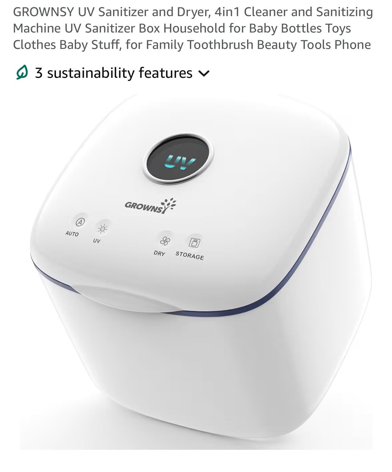 GROWNSY UV Sanitizer and Dryer, 4in 1 Cleaner and Sanitizing Machine