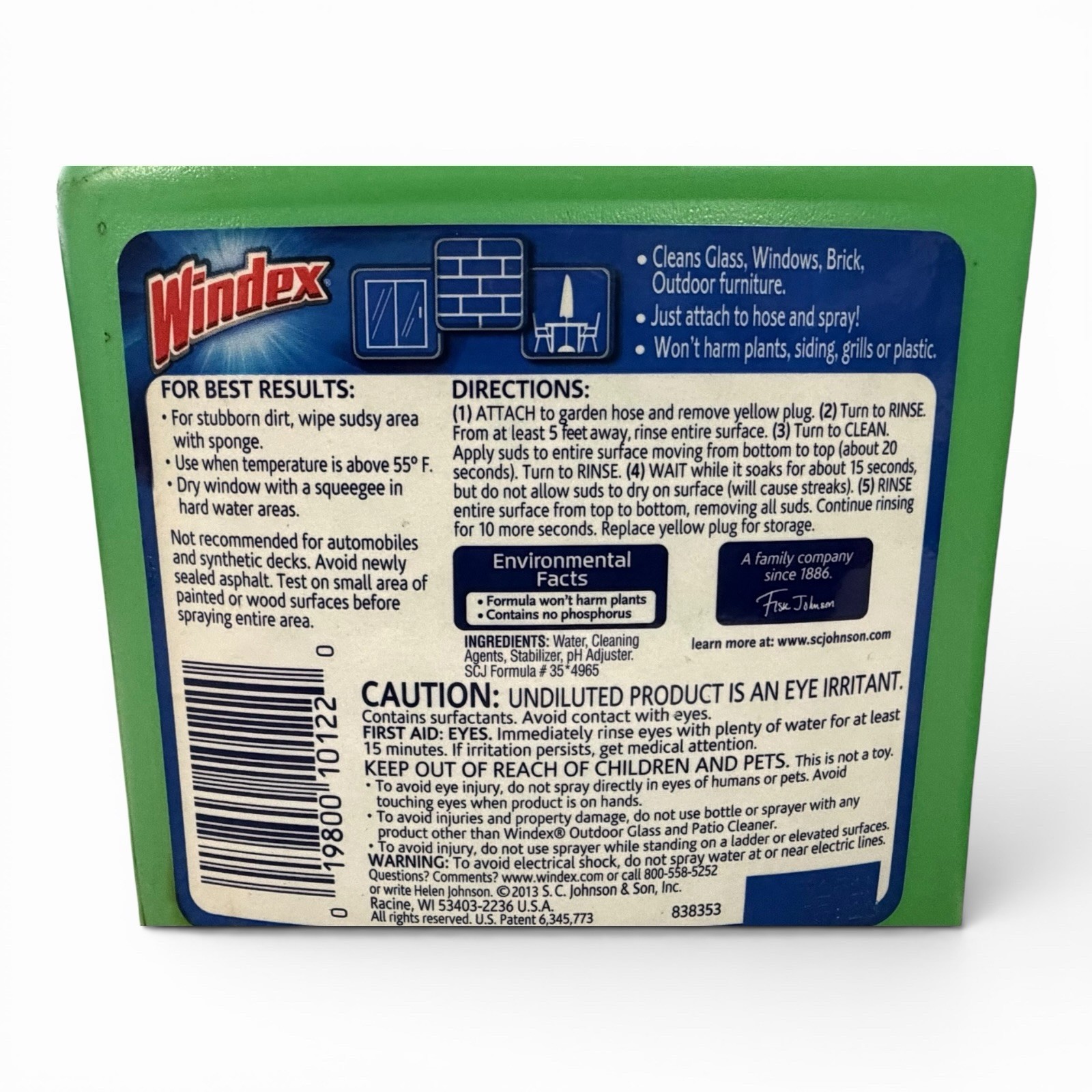 2 Pk Windex Outdoor Glass Cleaner Patio Concentrated 32 Fl Oz Hose Attachments