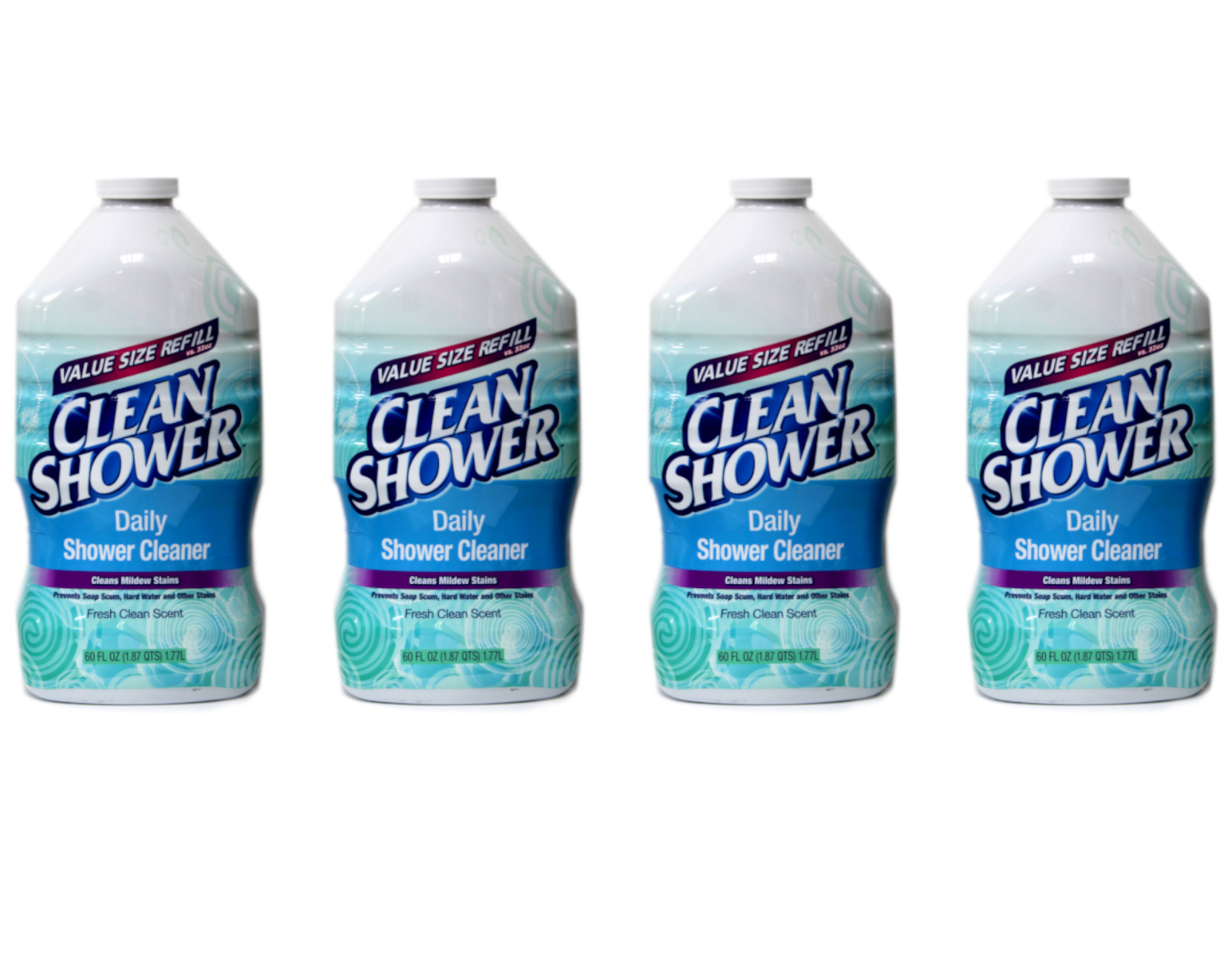 Clean Shower Daily Shower Cleaner Refill, 60 fl oz – Pack of 4