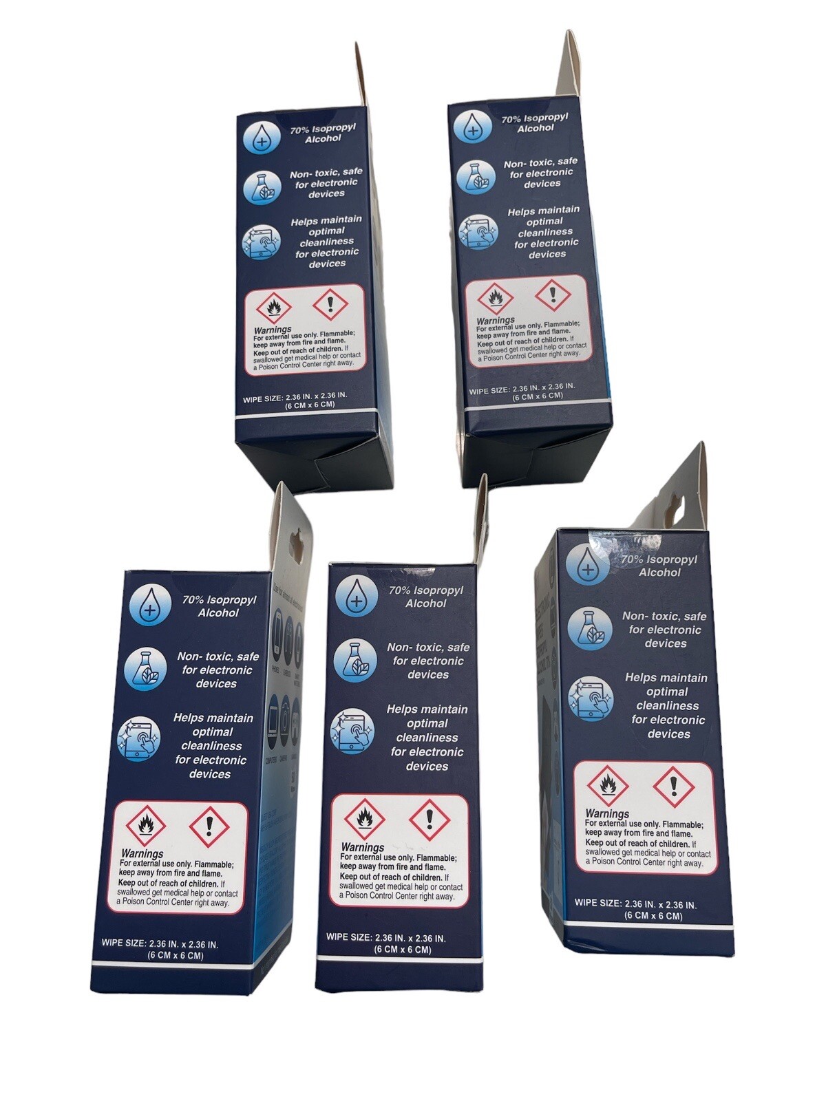 LOT OF 5 I-JOY ELECTRONIC WIPES 70% ISOPROPYL ALCOHOL FRAGRANCE FREE ~250 WIPES~
