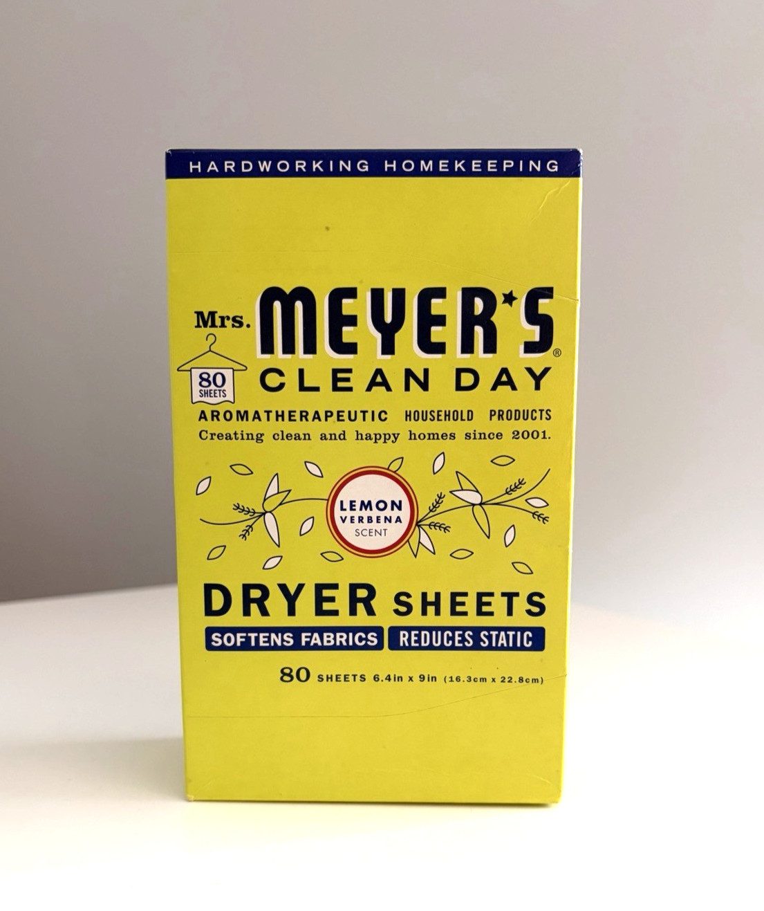 Mrs. Meyer’s Clean Day Dryer Sheets Lemon Verbena 80 Paper Sheets Sealed