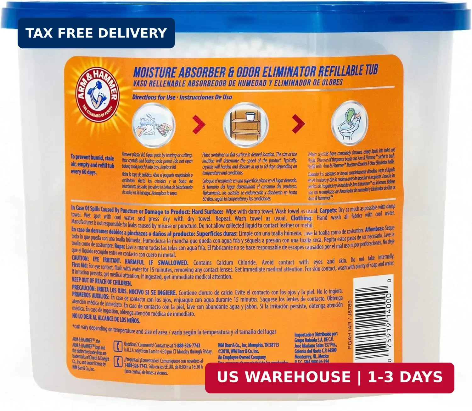 Arm & Hammer Fragrance Free Refillable Moisture Absorber and Odor Eliminator 14