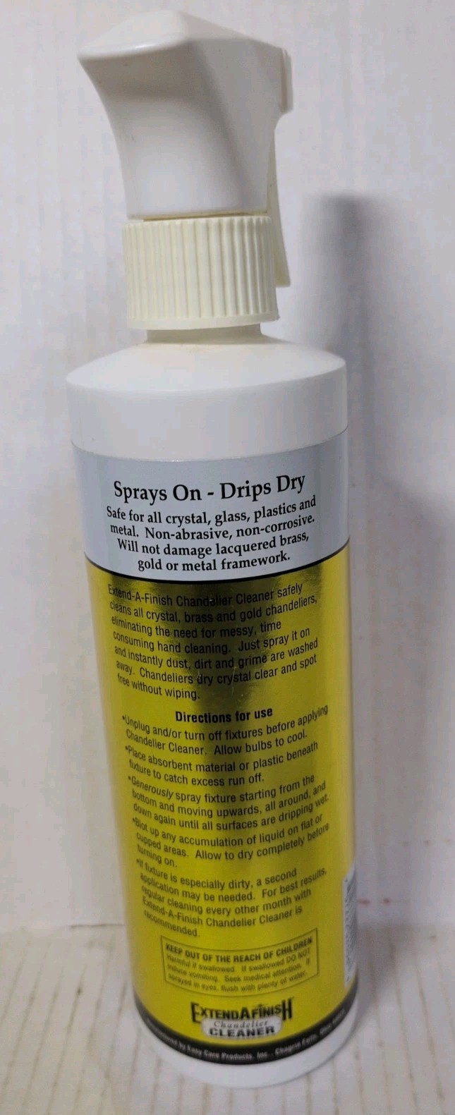 Extend A Finish Chandelier Cleaner 16oz Drip Dry Glass Crystal Spray Bottle Prop