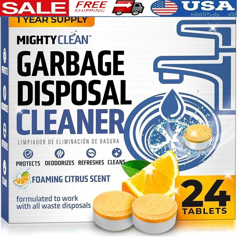 Powerful Sink Cleaner Tablets W/ Fresh Lemon Scent 24 Count Drain Deodorizer New