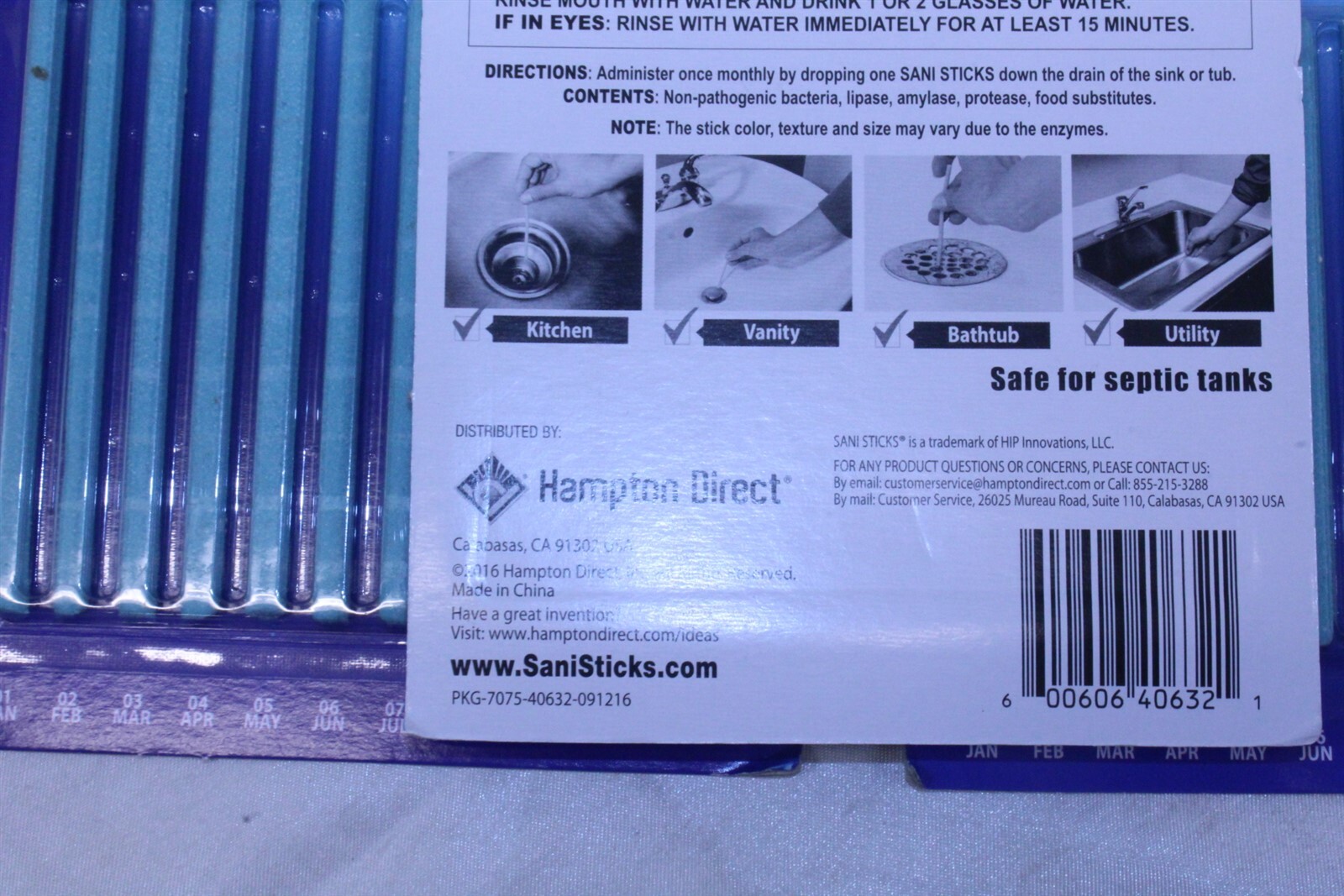 Sani Sticks, As Seen on TV Drain Cleaner and Deodorizer Unscented 2 Packs of 12