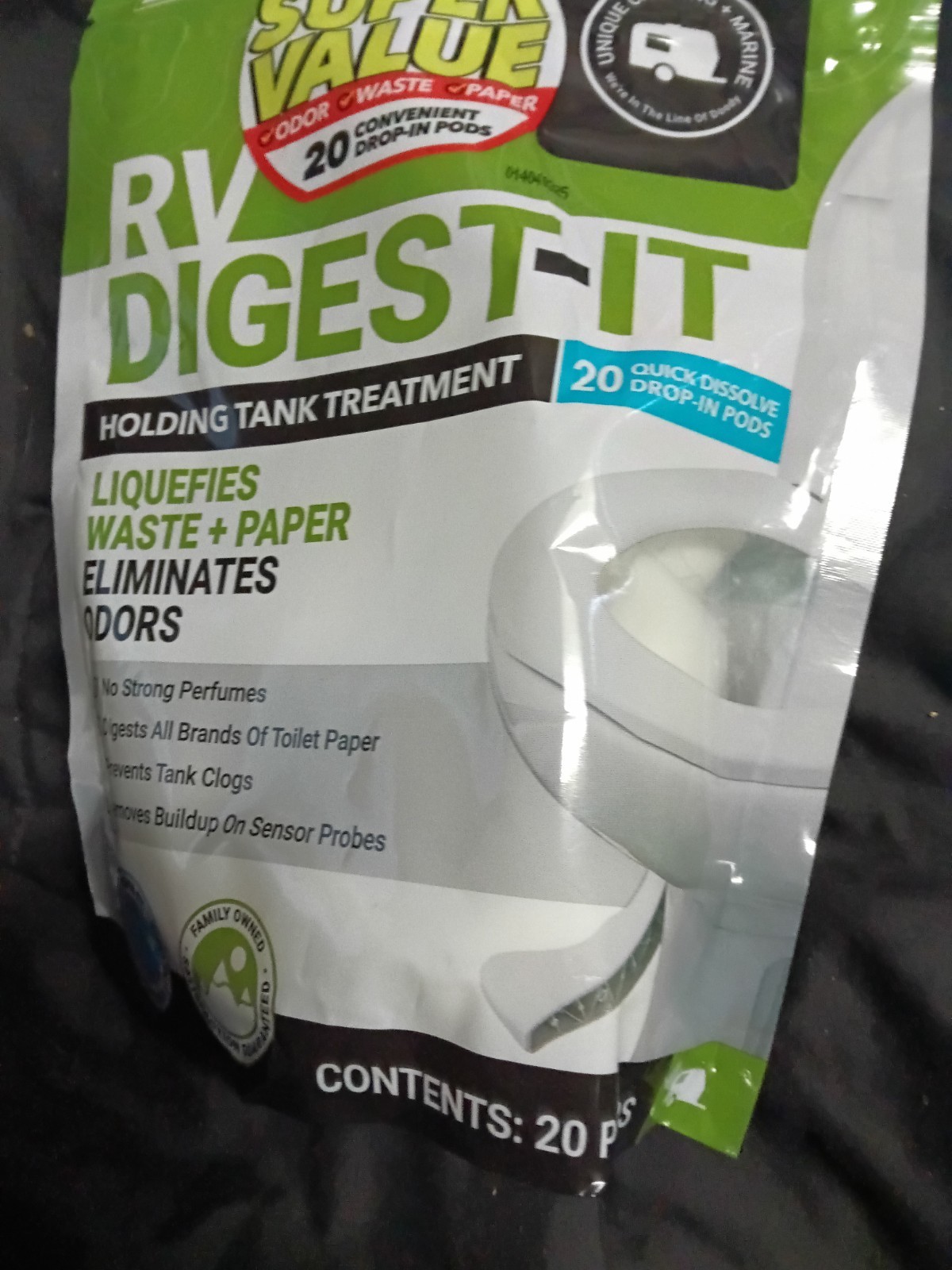RV Digest-It Drop-In Pod Holding Tank Toilet Treatment (20 Rapid-Dissolve)