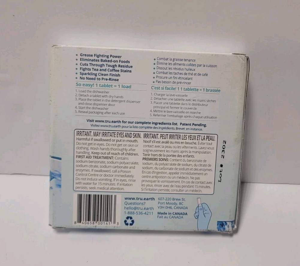 Tru Earth Dishwasher Detergent 30 Tablets Fragrance Free Eco Friendly