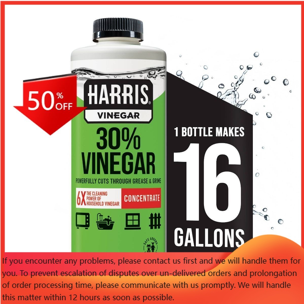 HARRIS 30% Vinegar All-Purpose Cleaners – Unscented – 32 fl oz