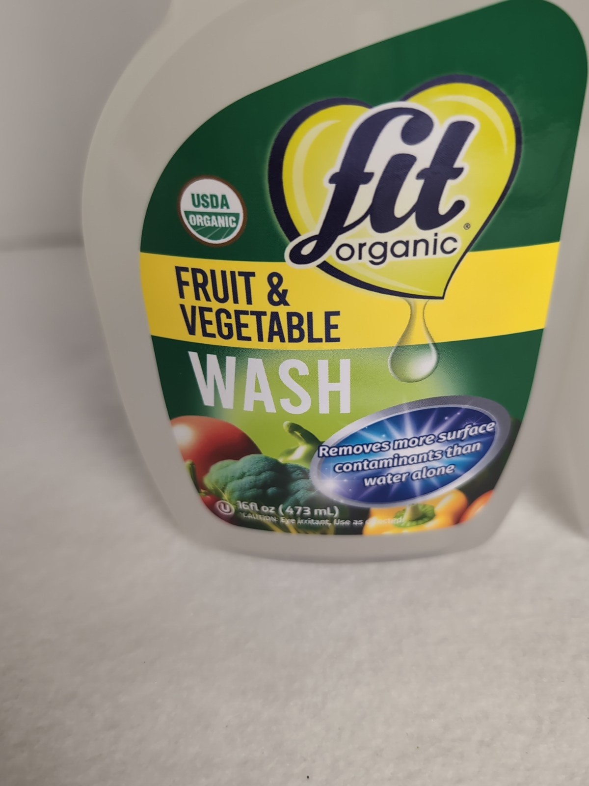 2x FIT Organic Fruit and Vegetable Wash Spray Bottle , Clear, 16 Fl Oz