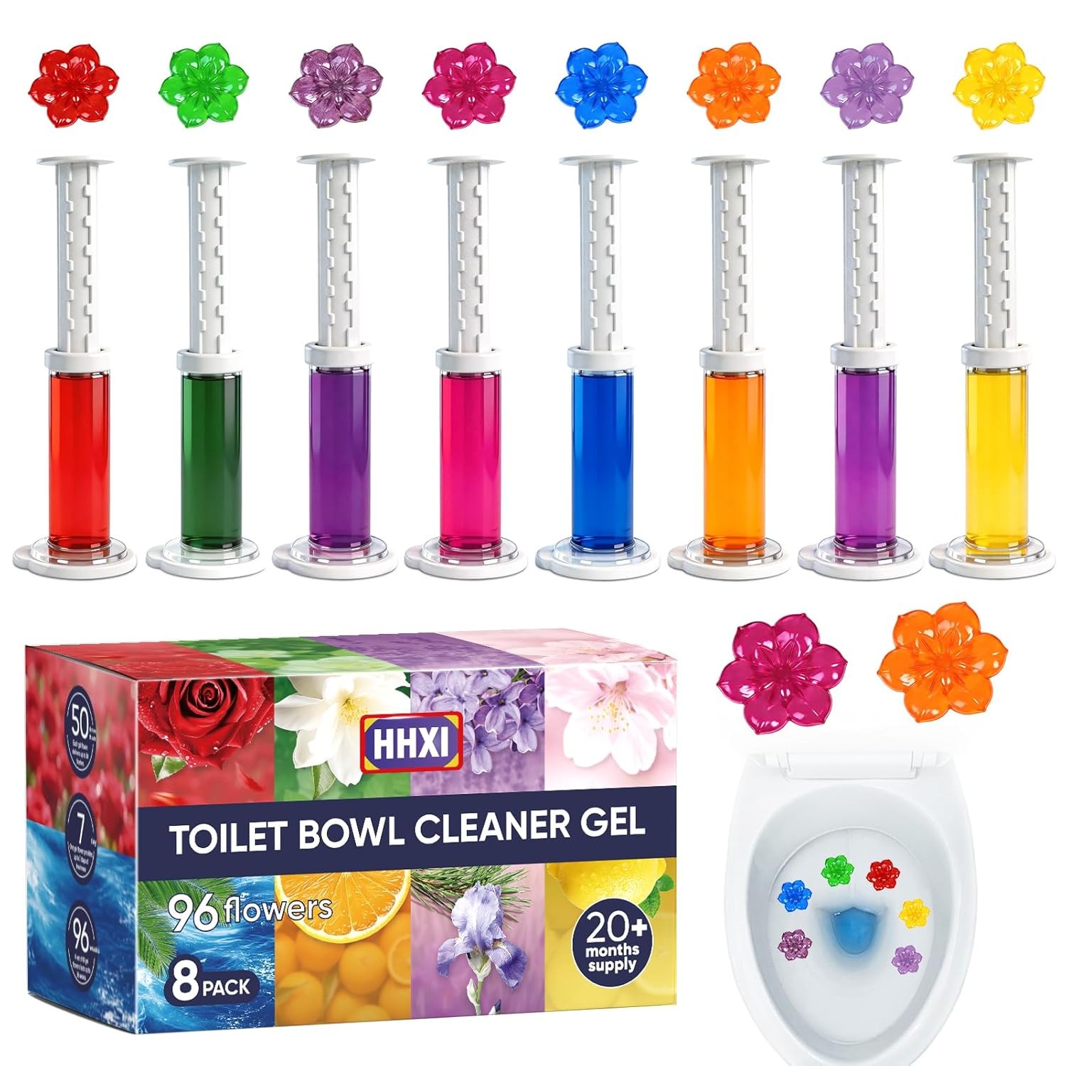 Toilet Bowl Cleaner Gel Stamps 8 Pack Flower Shaped 8 Scents (71 characters)