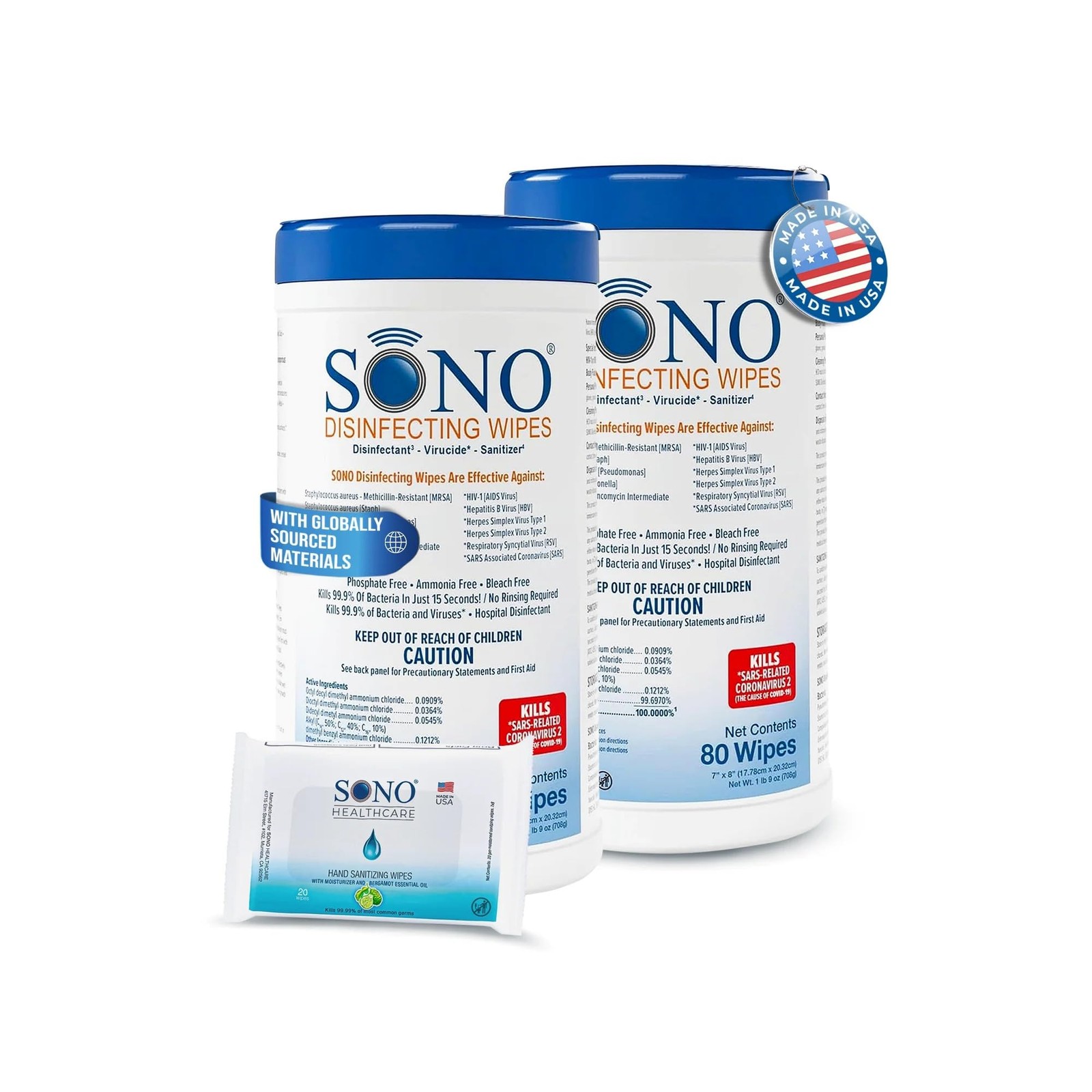 Sono – 160 Count Pack Of 2 Alcohol-Free No Bleach Medical-Grade