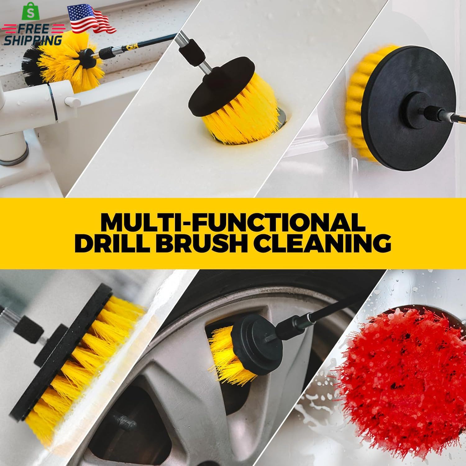 Holikme 22Pack Drill Brush Attachments Set,Scrub Pads & Sponge, Buffing Pads,Pow