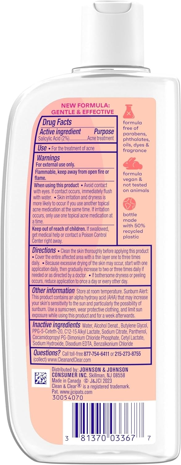 Clean & Clear Essentials Oil-Free Acne Toner, 2% Salicylic Acid – 8 fl. oz