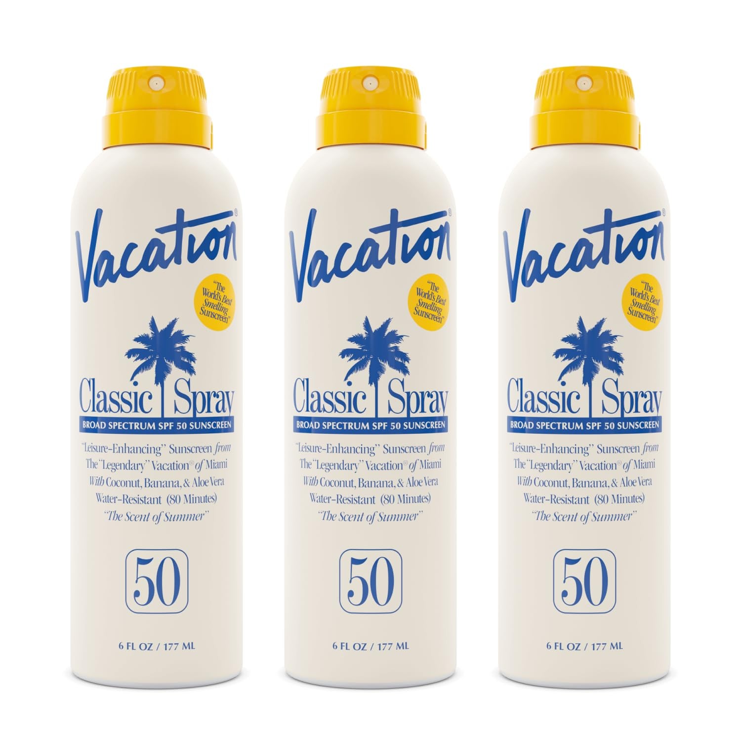 Vacation Classic SPF 50 Sunscreen Spray, 6 Fluid Ounces, Pack of 3 – Broad Spe