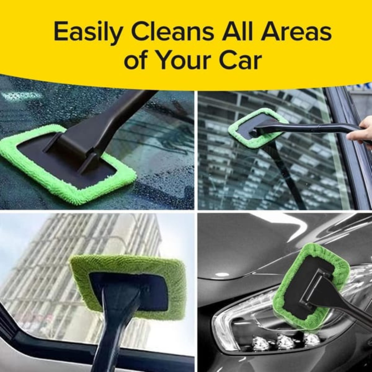 Car Glass Defogger Brush Rotating Cleaner 6 Microfibre Pads Spray Bottle Kit