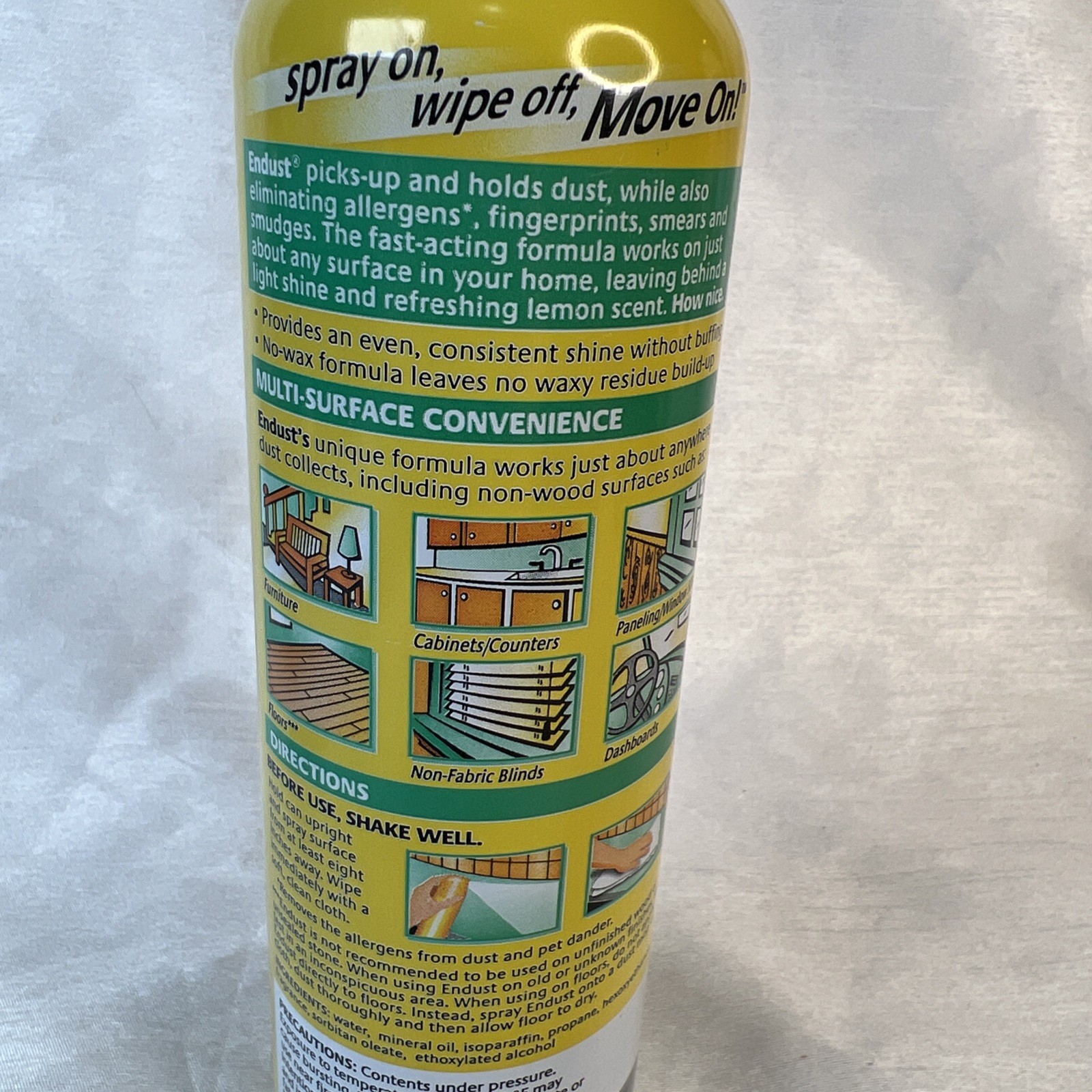 ENDUST Multi-Surface Allergens DUST & CLEAN FAST Natural Shine Lemon Zest 12.5oz