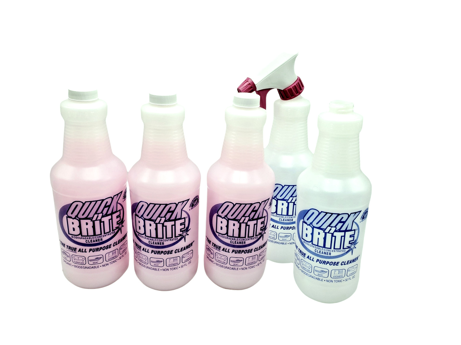 3 PACK Quick N Brite Biodegradable/Concentrated Cleaner 32 oz Organic Non Toxic