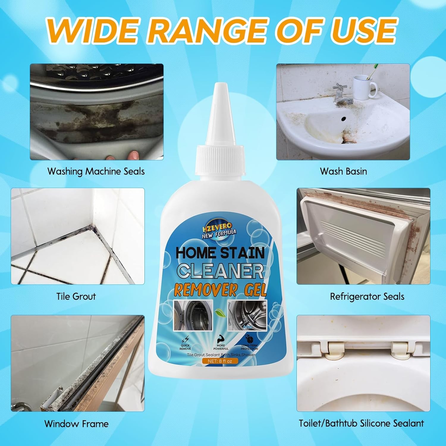 Mold Stain Remover Gel,Washing Machine Cleaner Front Load Washer Gasket Mold Rem