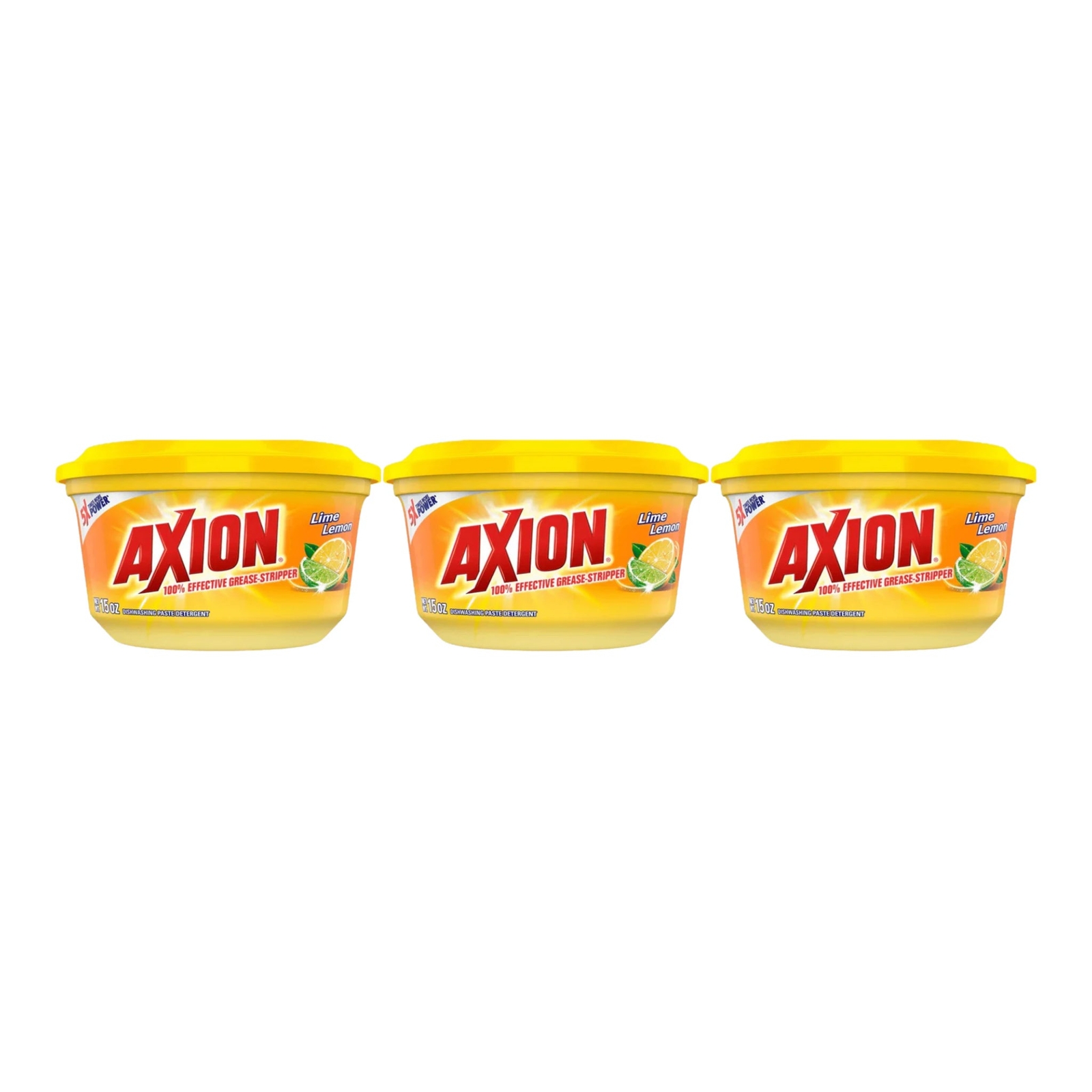 Axion Lime Lemon 100% Grease Stripper – Dishwashing Paste, 15oz. (Pack of 3)