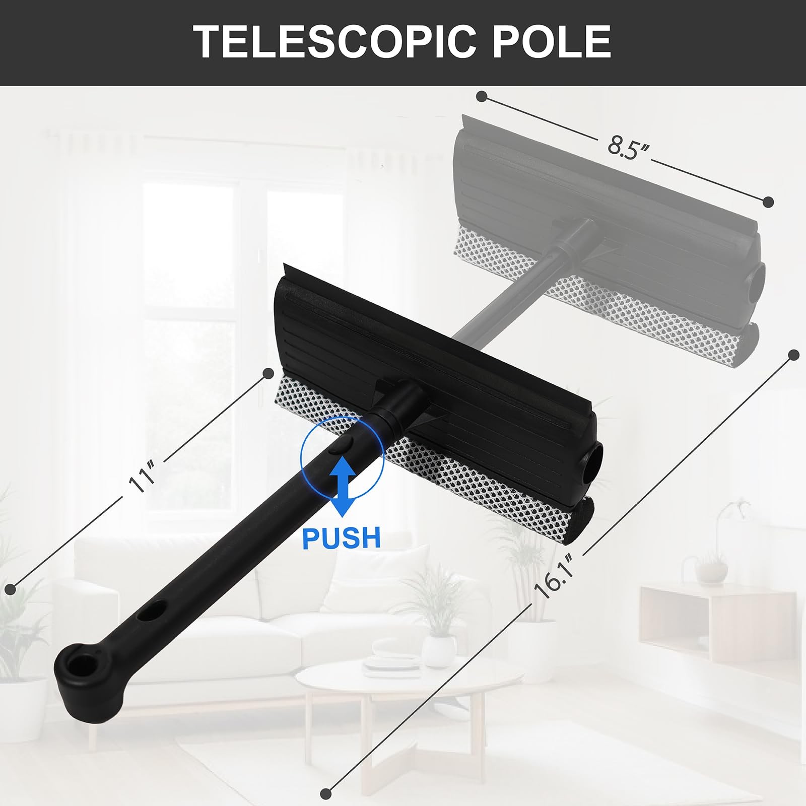 8.5″ Window Squeegee for Home or Car, 2-in-1 Auto Window Cleaner with Sponge …