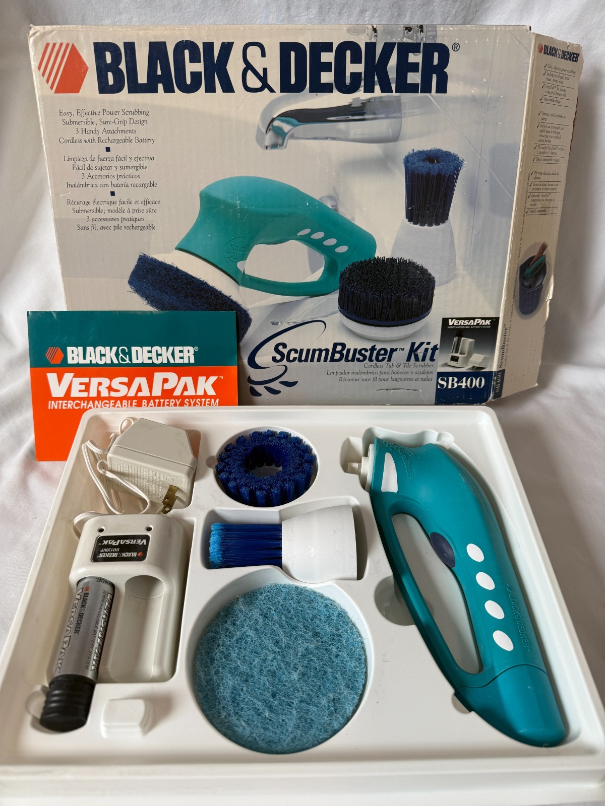 Black & Decker Scum Buster Kit Cordless SB400 Tub Tile ScumBuster Versa Pak VG