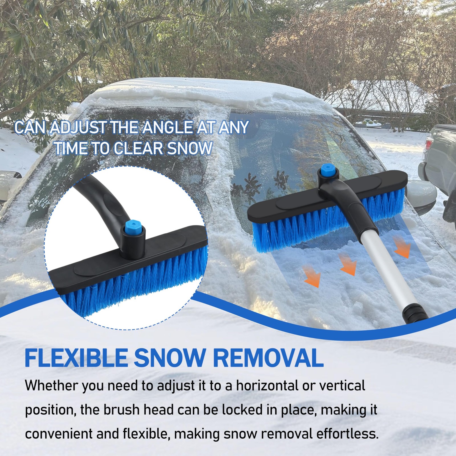 32” Snow Brush and Ice Scraper for Car Windshield, Aluminum Extendable Snow …