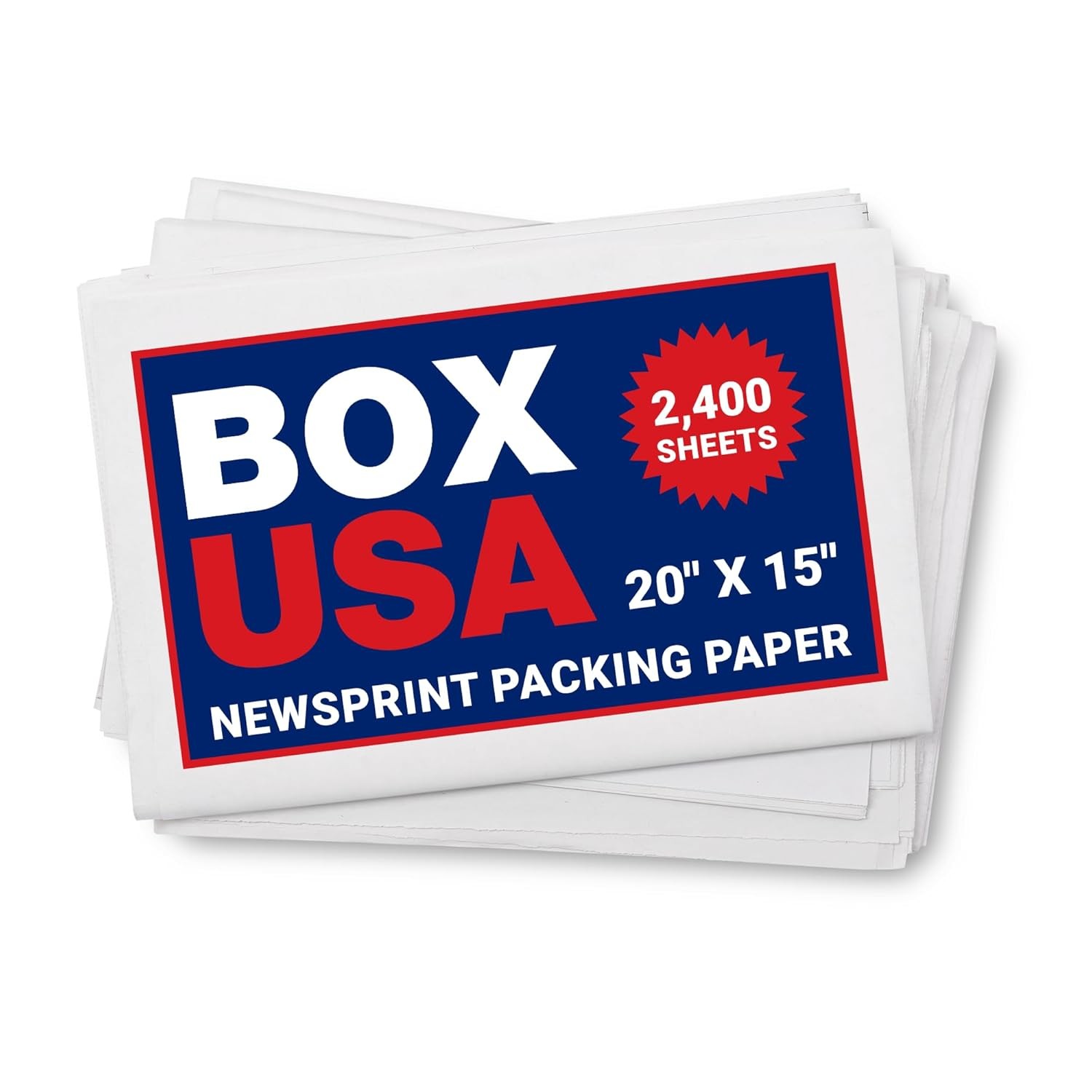 BOX USA Packing Paper Sheets 20″ x 15″ (2400 Sheets, 50 lb) – Newsprint Paper