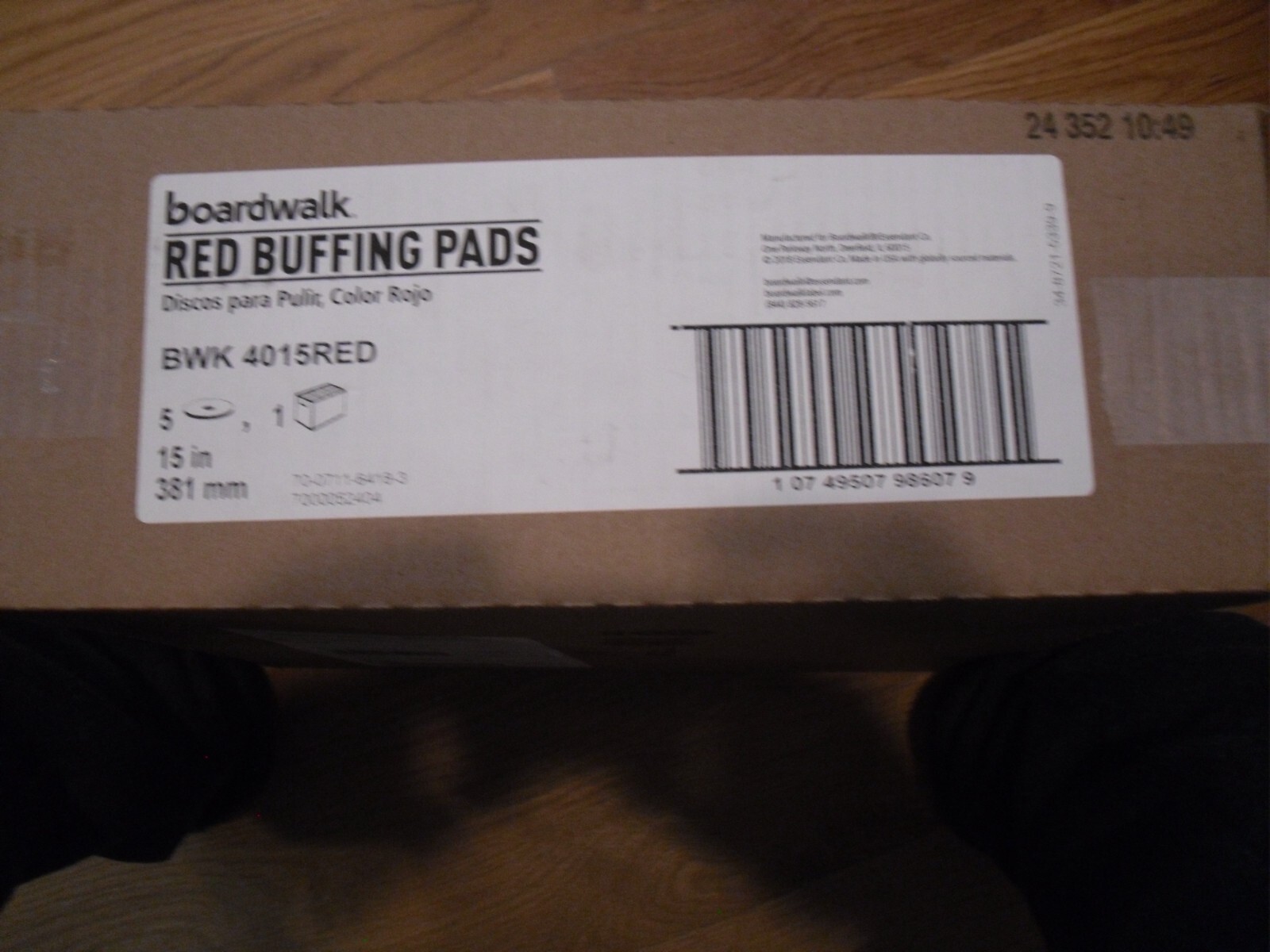 Boardwalk Buffing Floor Pads, 15″ Diameter, Red, 5/carton BWK4015RED BOARDWALK