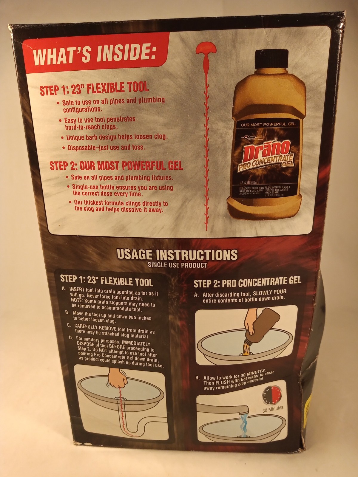 Drano Snake Plus Tool Gel System 23″ Snake Included Clears Drain Clogs 16 fl oz