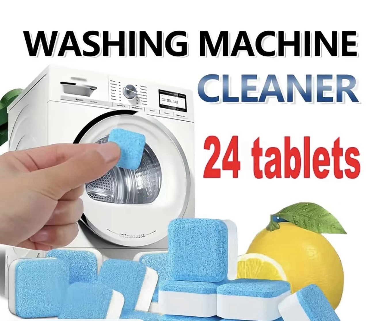AGICEA Washing Machine Cleaner Tablets 24ct Lemon Deodorizes No Residue