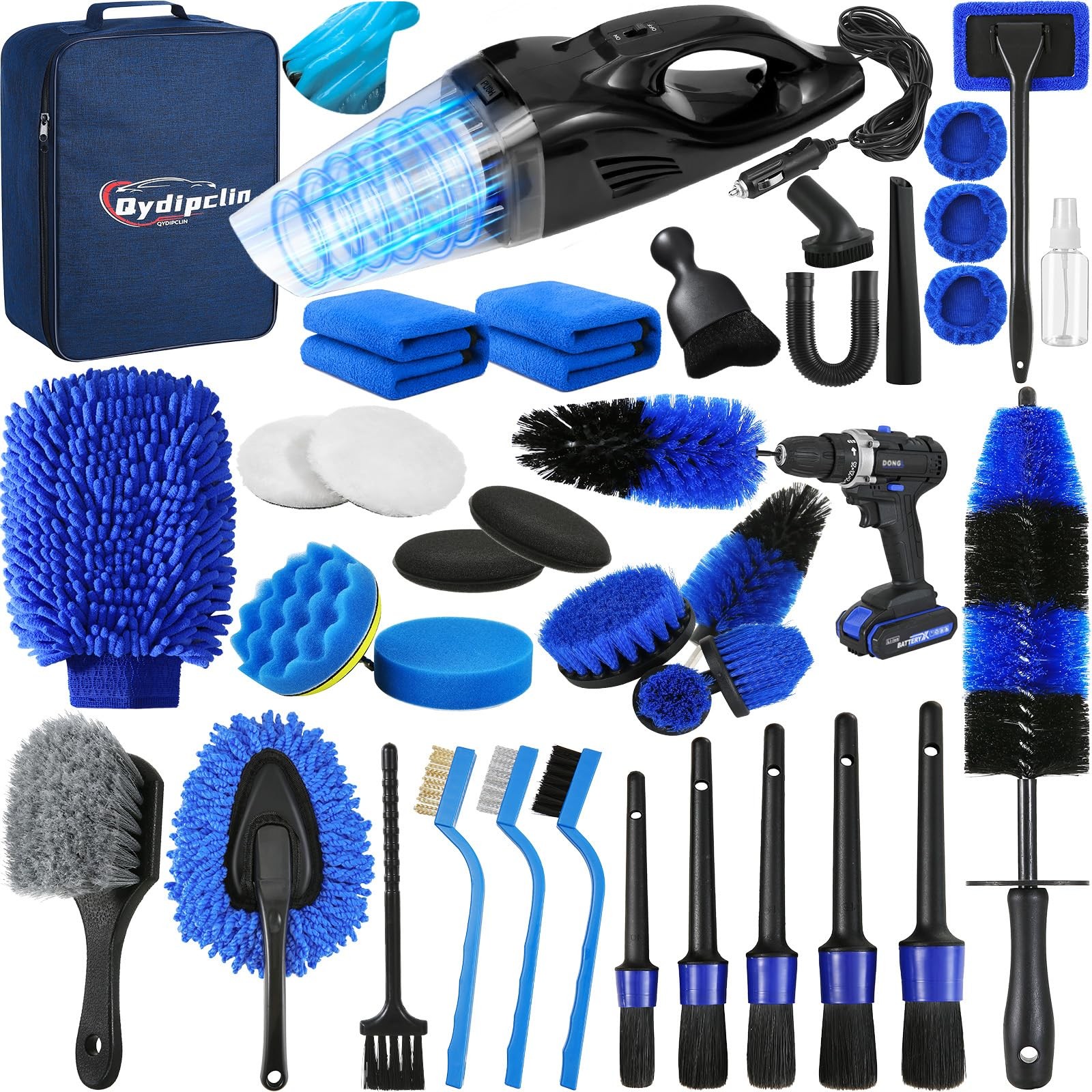 38Piece Car Detailing Kit with Brushes for Interior, Exterior, and Wheels