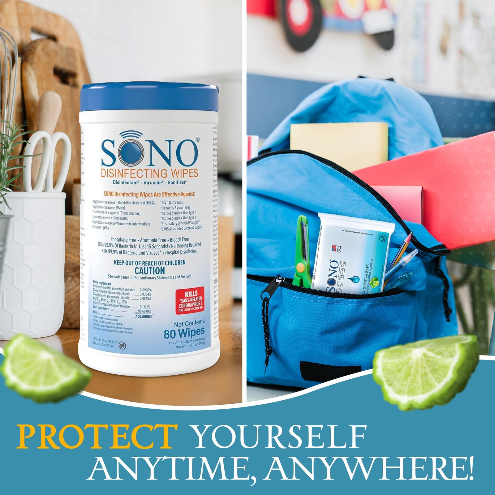 Sono – 160 Count Pack Of 2 Alcohol-Free No Bleach Medical-Grade