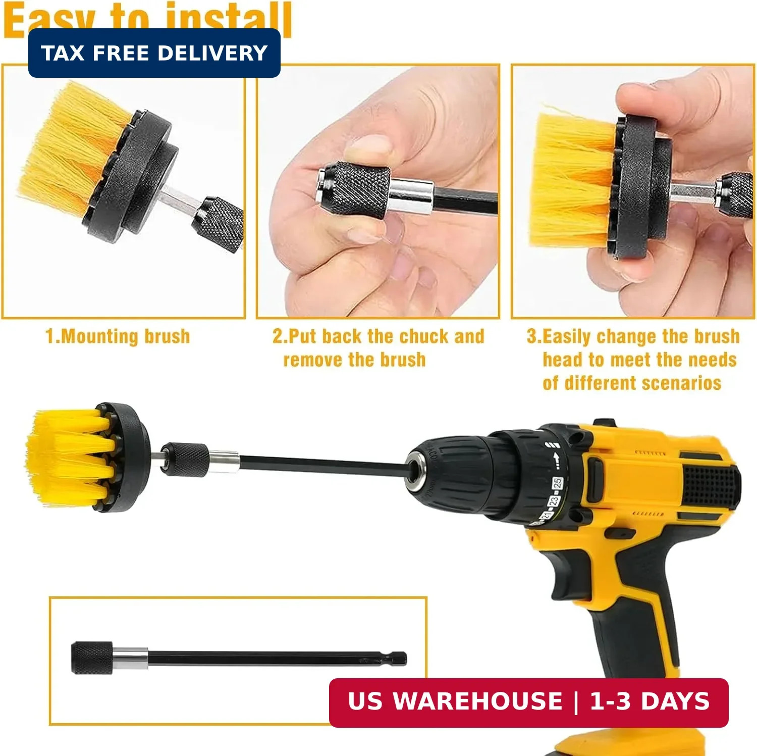 8 Pcs Drill Brush Attachment Set, Power Cleaning Scrub Brush Kit with Extend Lon