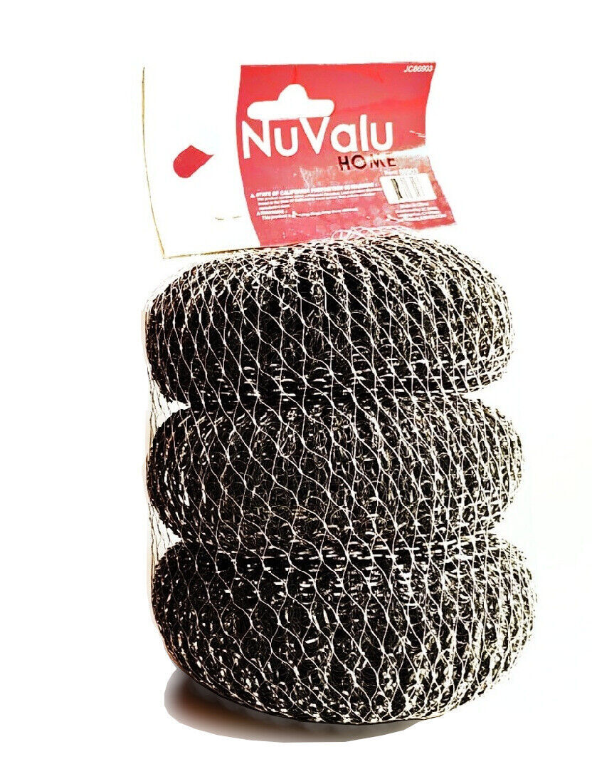 Pack of 3 Pot Scrubber Steel Metal Wire Cleaning Ball For Cookware Kitchen Tool