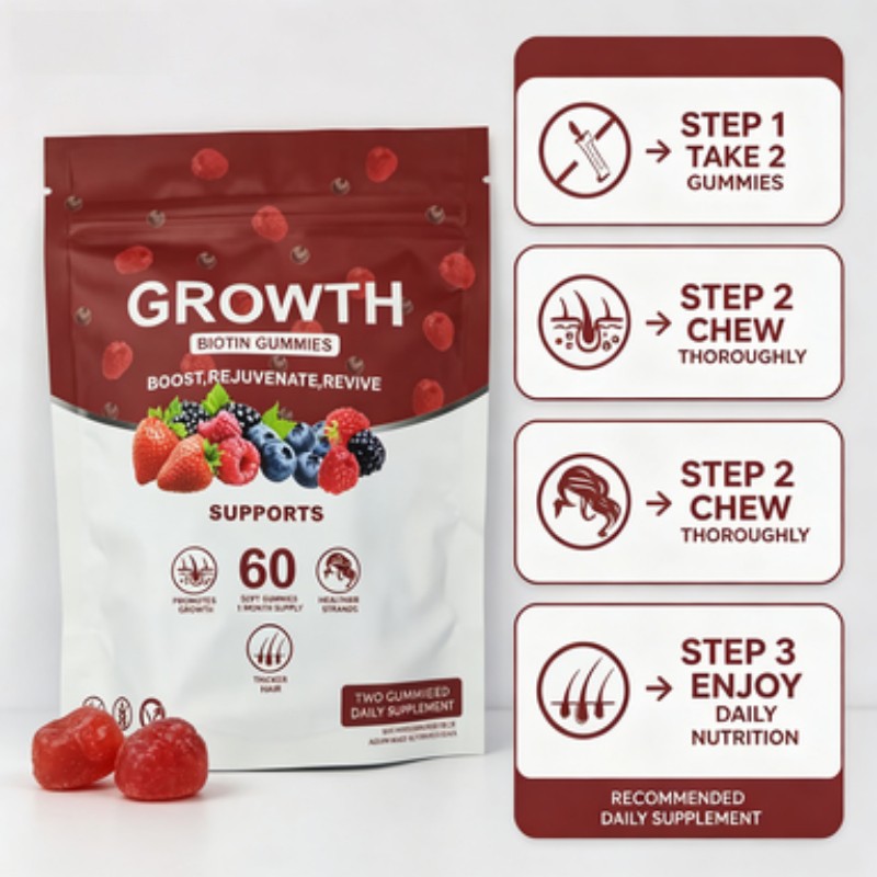 Hair Growth Gummies – Biotin Vitamins Plant Extracts, Supports Health