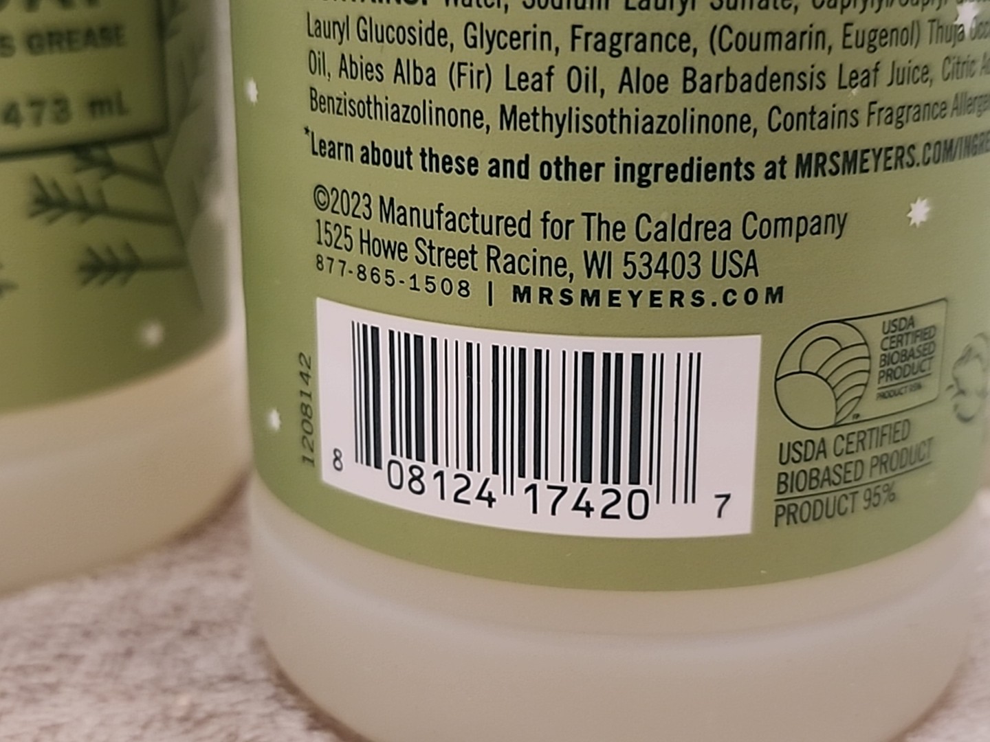 Lot of 5: Mrs Meyers Iowa Pine Scent Dish Soap. Limited Edition Seasonal Scent
