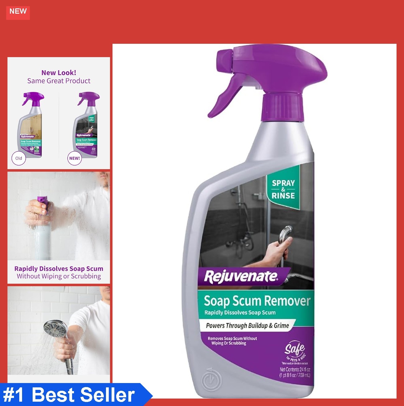 Soap Scum Remover 24 Oz Spray Non-Toxic Non-Abrasive Glass Tile Shower No