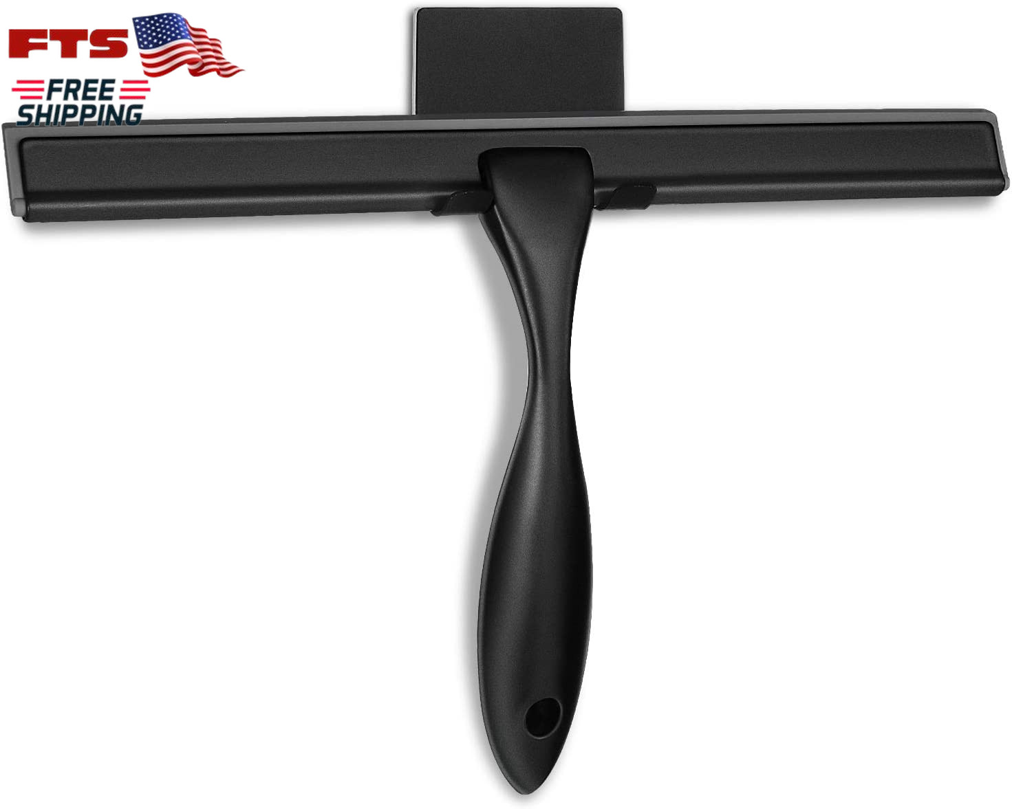 All Purpose Shower Squeegee 14 Inch Stainless Steel Black for Doors Windows Car