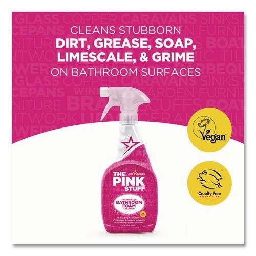 The Pink Stuff Miracle Bathroom Foam Cleaner, Fruity Scent, 25.4 oz Bottle, 4/CT