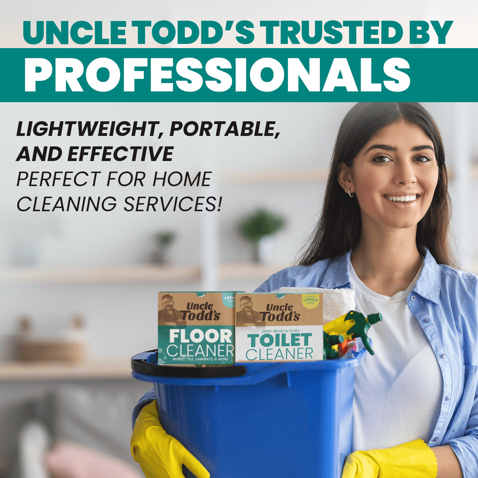 Uncle Todd’s Lemon Scented Toilet Cleaner – 100% Dissolvable Sheets, Drop, Brush