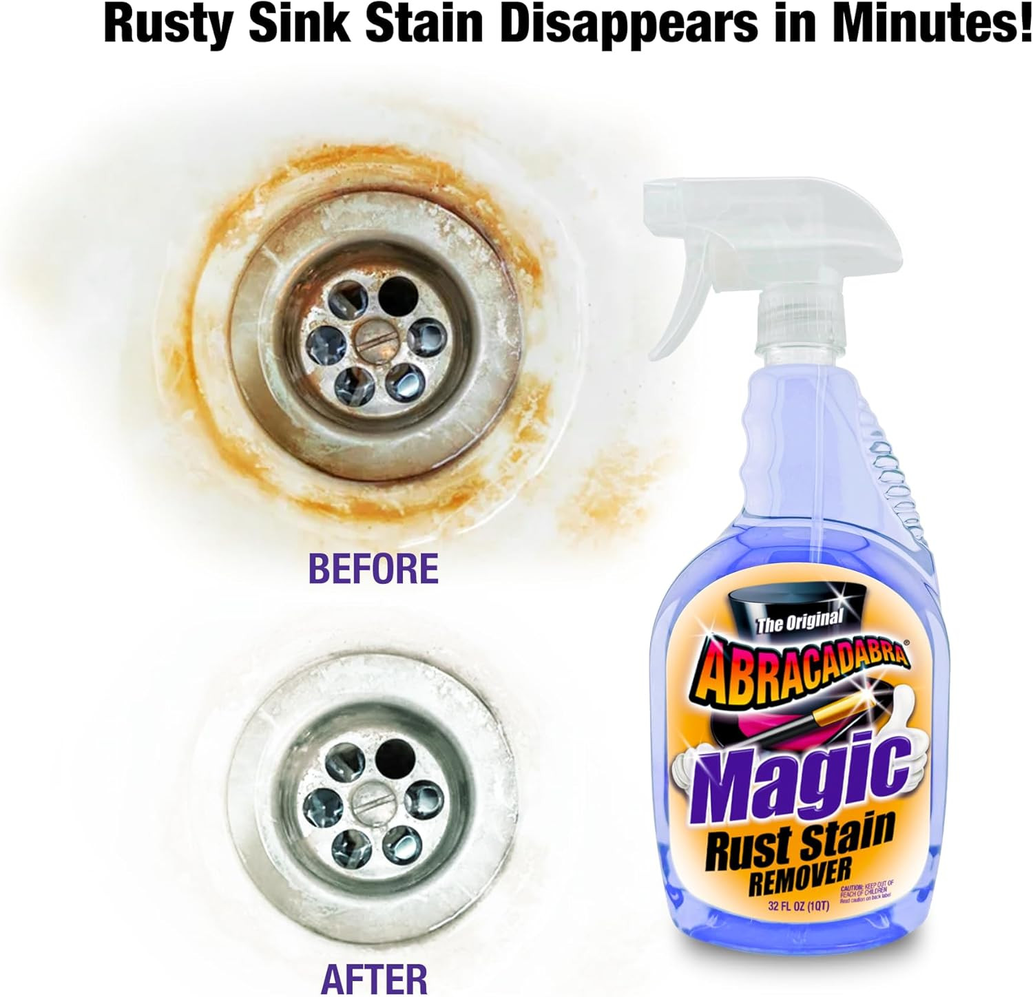 ® Magic Rust Remover 32Oz – Premium Rust Stain Remover for Concrete, Fiberglass,
