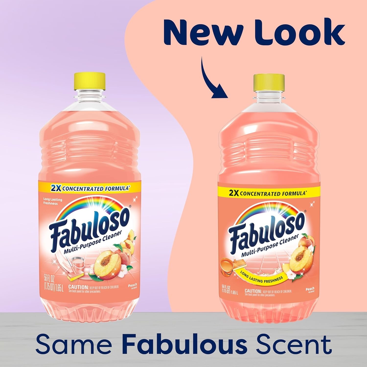 2X Concentrated Peach Scent Cleaner – No Rinse, 56 fl oz for Ultimate Freshness