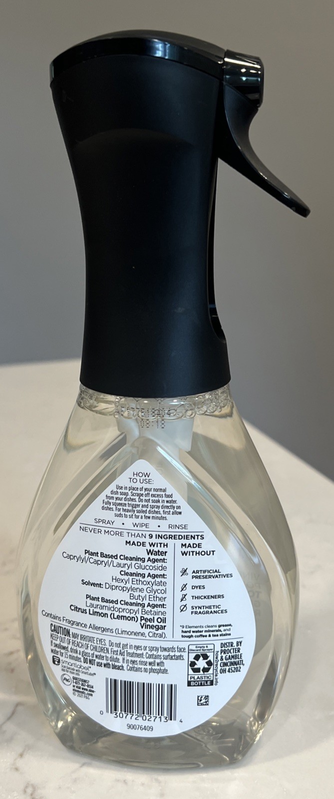 9 Elements Foaming Dish Spray Lemon Scent 16 fl oz New
