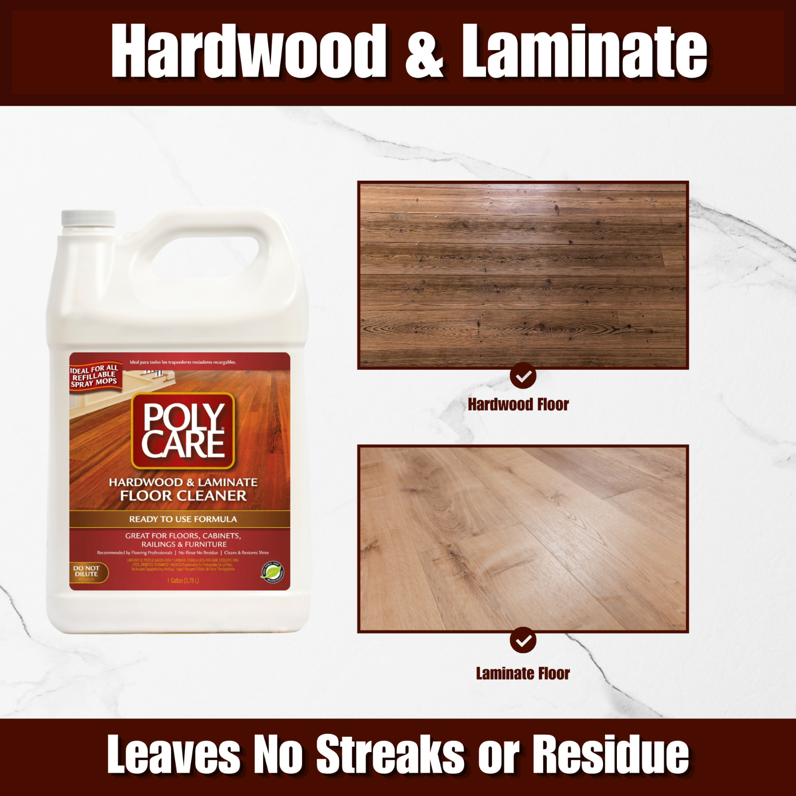 Poly-70031 Polycare Hardwood & Laminate Cleaner – Gallon Refill