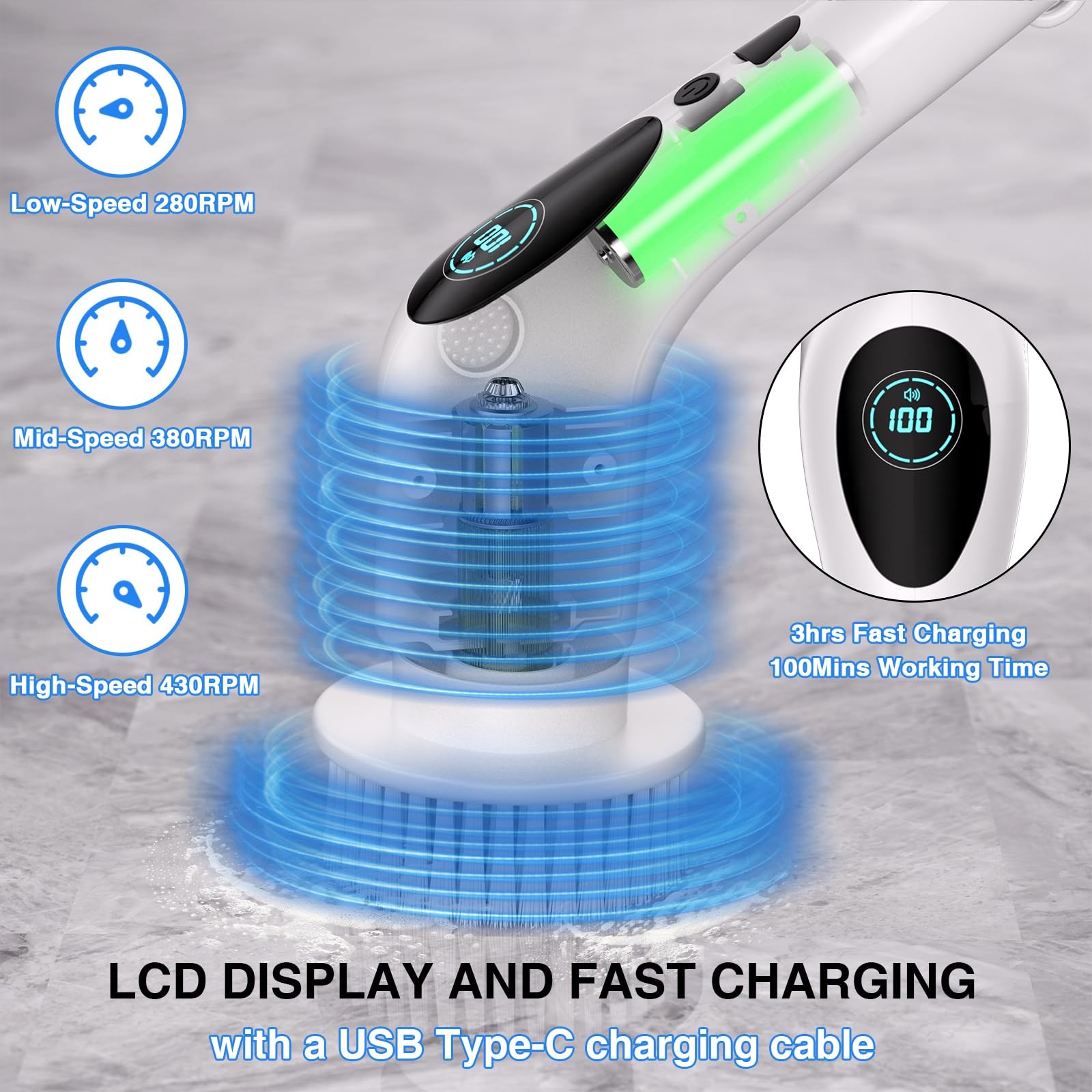 Electric Spin Scrubber Electric Spin Cordless Tub And Tile Scrubber With Voice B