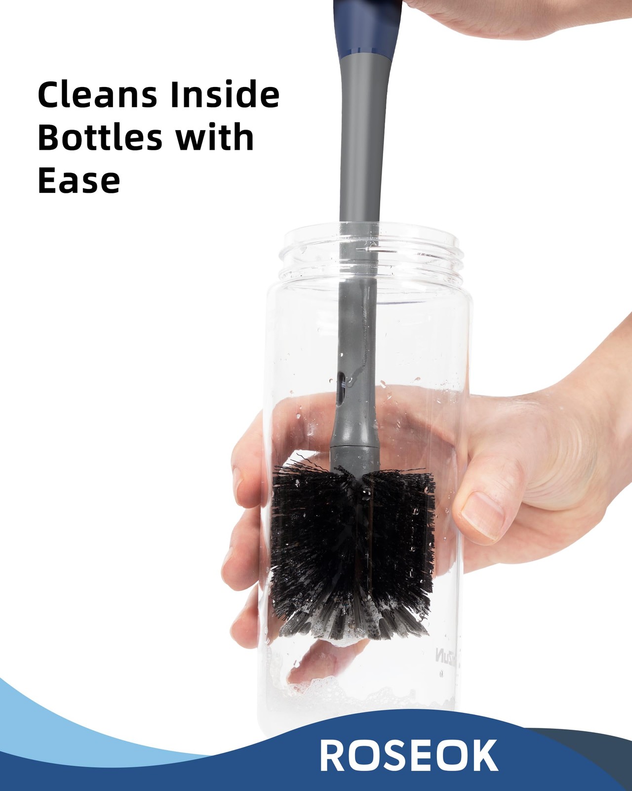 2 in 1 Long Handle Bottle Brush with Straw Brush for Cleaning Glass, Sports B…