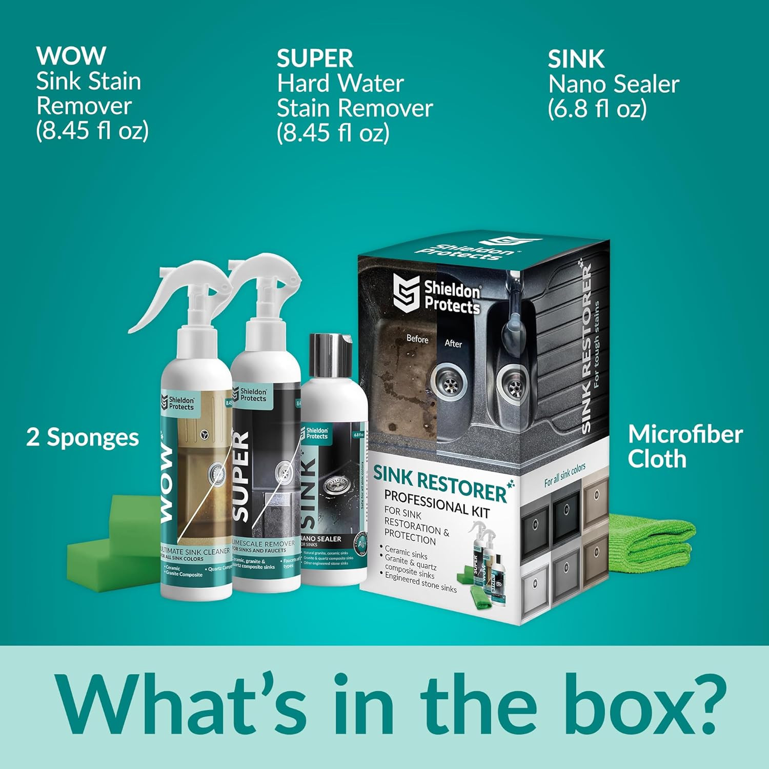 Sink Restorer Kit – 3-Step System: Heavy Duty Kitchen Sink Cleaner, Hard Water S