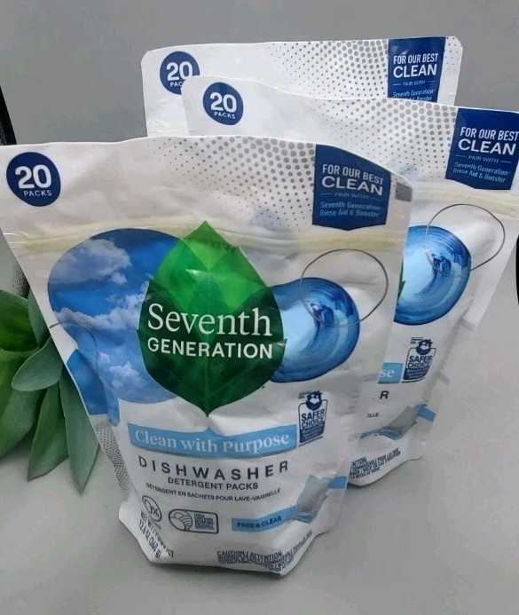 3~Seventh Generation Clean With Purpose Dishwasher 20 Packs New & Sealed
