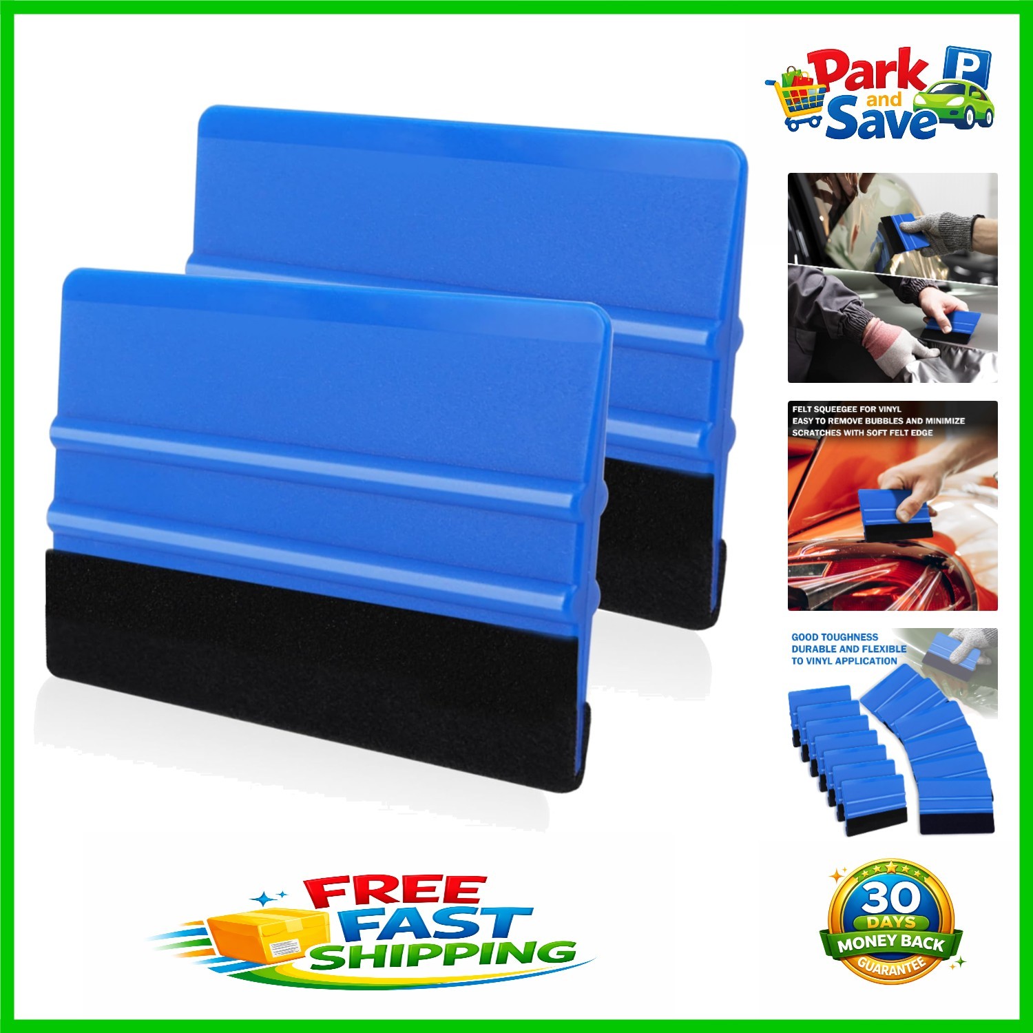 Modern Blue Felt Squeegee Kit – Scratch-Free Vinyl Application Tools, 2 Pcs