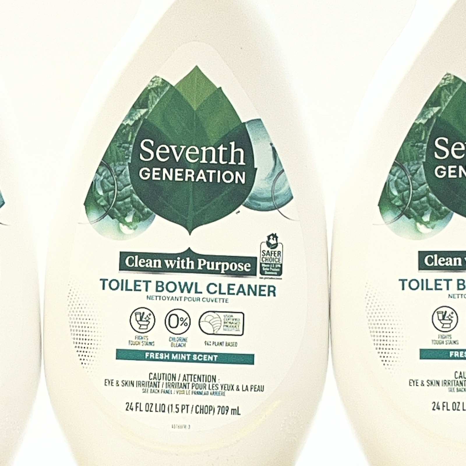 4 PACK Seventh Generation Toilet Bowl Cleaner Fresh Mint NO Chlorine 24Fl Oz